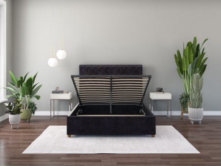 Taylor Chesterfield-Inspired Scroll Top Fabric Upholstered Ottoman Bed