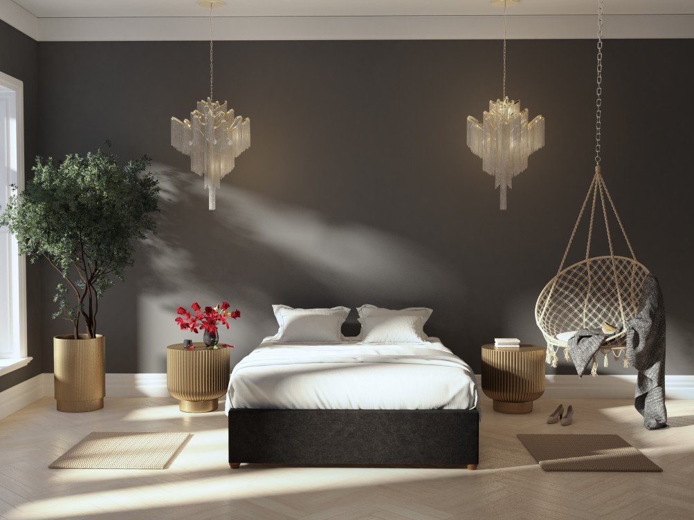 Laurence Llewelyn-Bowen Fabric Upholstered Platform Ottoman Bed Frame