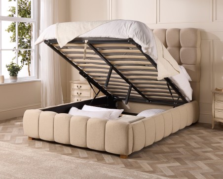 Amberleigh Deep Cushioned Twill Fabric Ottoman Bed