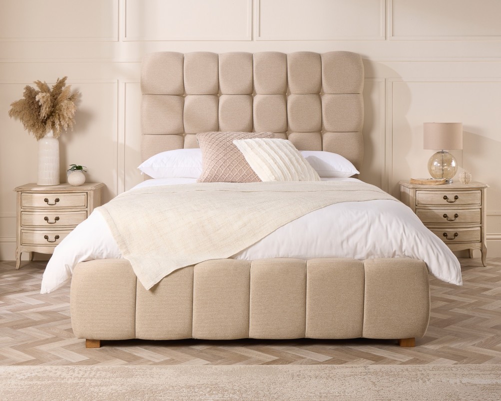 Amberleigh Deep Cushioned Twill Fabric Ottoman Bed