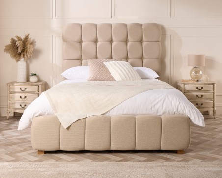 Amberleigh Deep Cushioned Twill Fabric Ottoman Bed