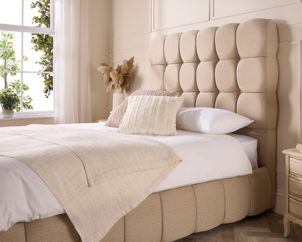 Amberleigh Deep Cushioned Twill Fabric Ottoman Bed