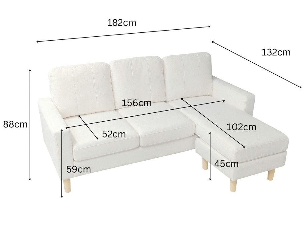 Pad Compact Corner Sofa with Reversible Chaise