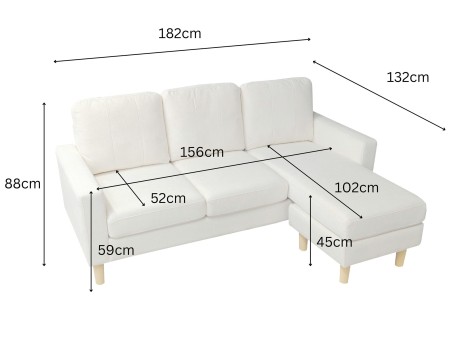 Pad Compact Corner Sofa with Reversible Chaise