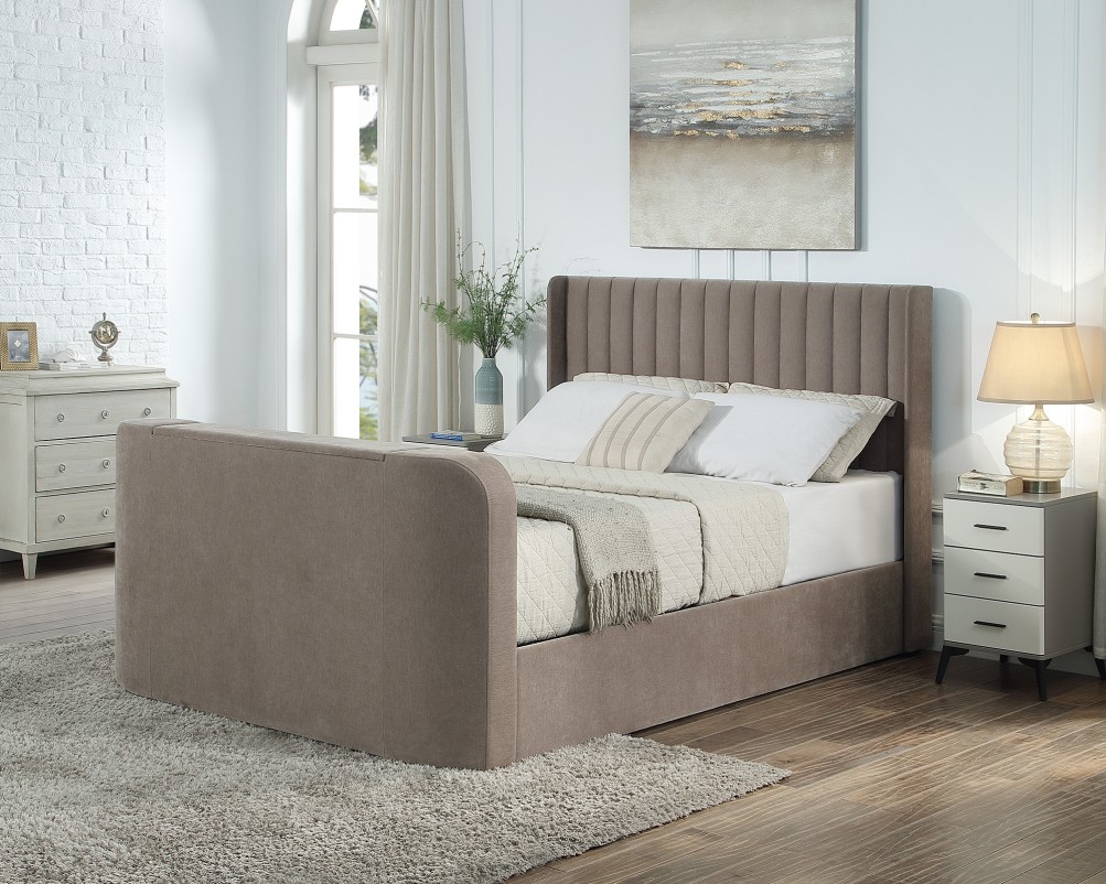 Kensington Wingback Chenille TV Bed with Ottoman Storage