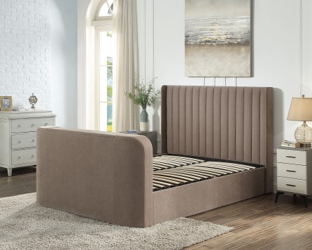 Kensington Wingback Chenille TV Bed with Ottoman Storage