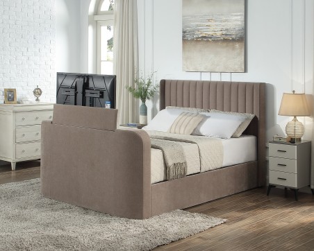 Kensington Wingback Chenille TV Bed with Ottoman Storage