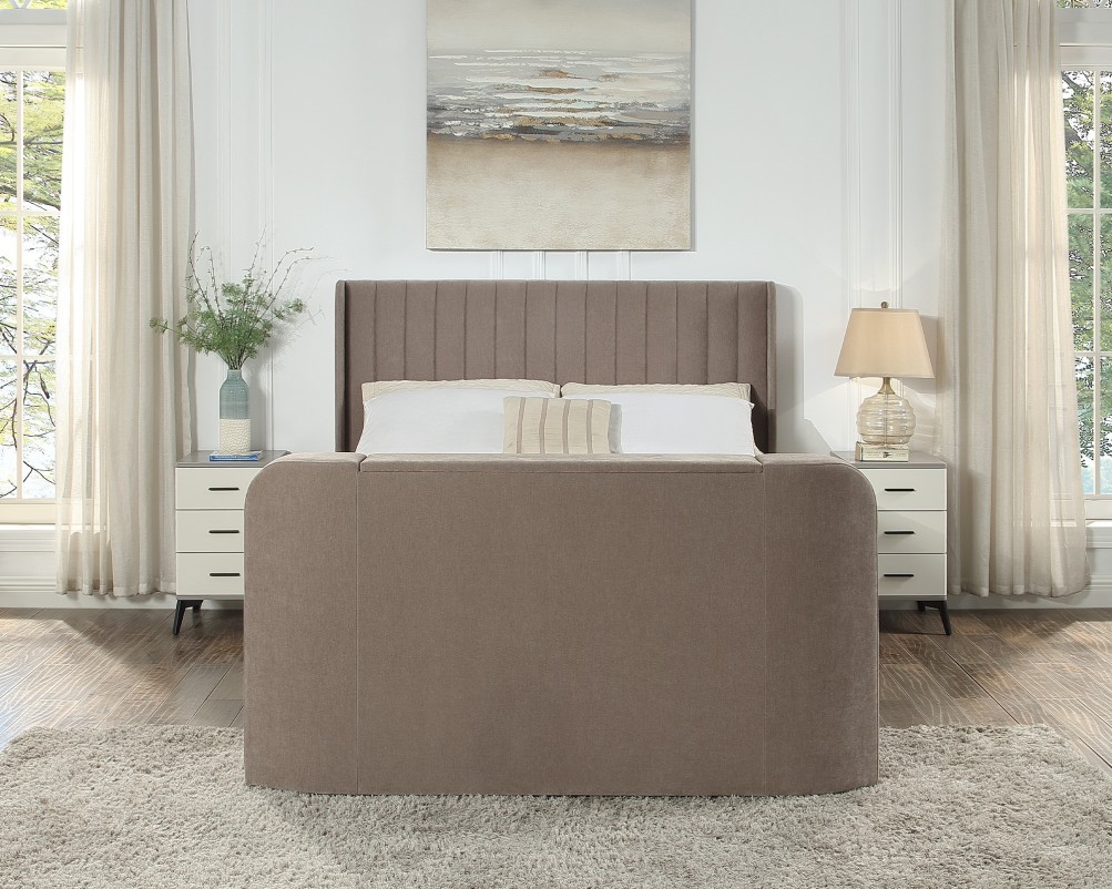 Kensington Wingback Chenille TV Bed with Ottoman Storage