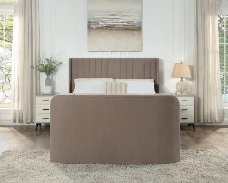 Kensington Wingback Chenille TV Bed with Ottoman Storage