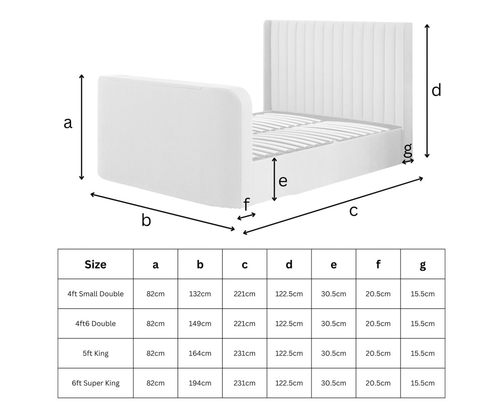 Kensington Wingback Chenille TV Bed with Ottoman Storage
