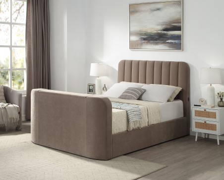 Cresta Curved Chenille TV Bed with Ottoman Storage