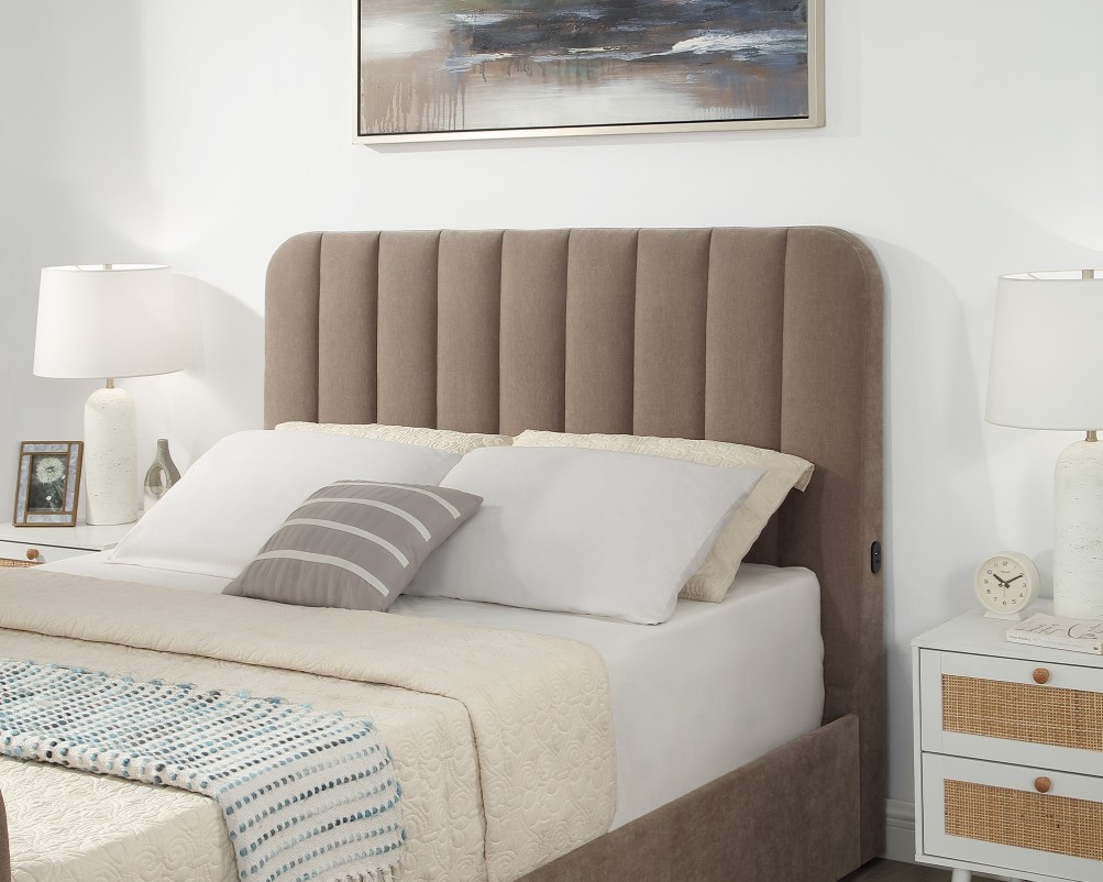 Cresta Curved Chenille TV Bed with Ottoman Storage