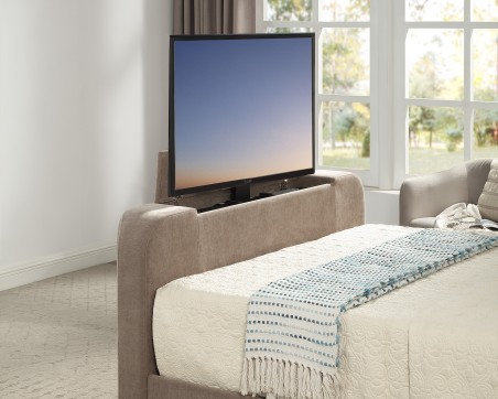 Cresta Curved Chenille TV Bed with Ottoman Storage