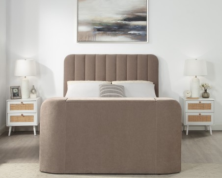 Cresta Curved Chenille TV Bed with Ottoman Storage