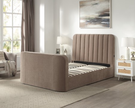 Cresta Curved Chenille TV Bed with Ottoman Storage