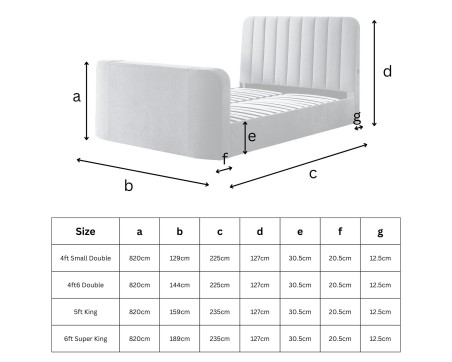 Cresta Curved Chenille TV Bed with Ottoman Storage