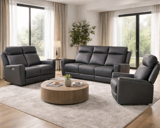 Elmhurst Real Leather Recliner Sofa Collection Power Recliner 2