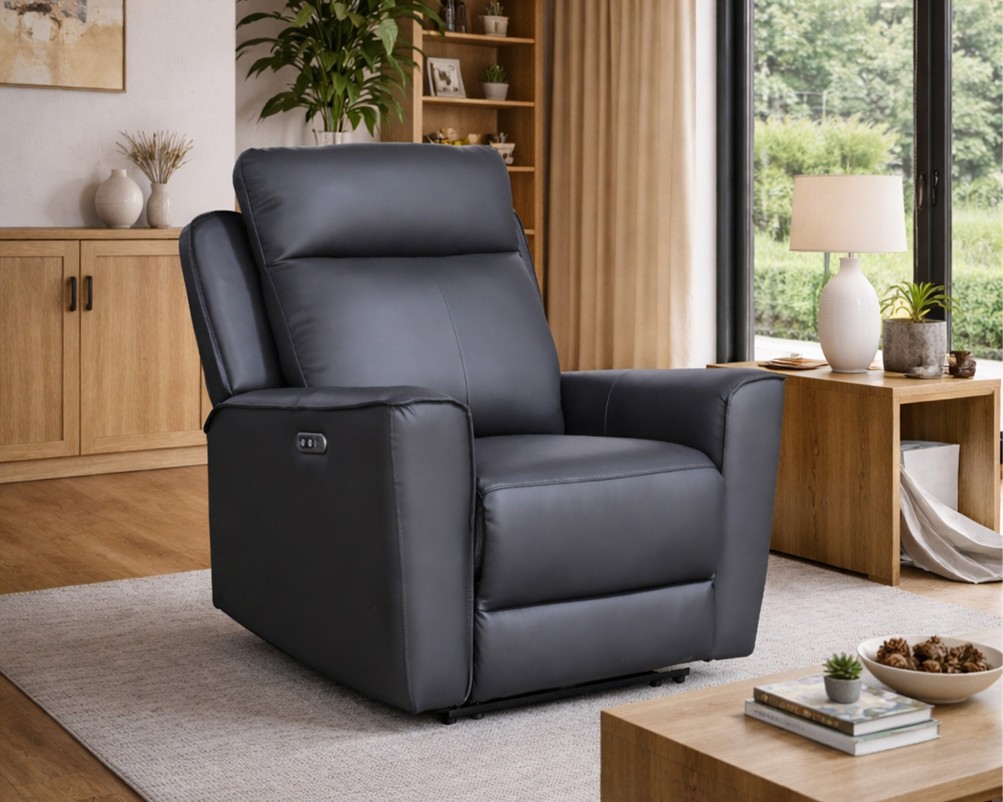 Elmhurst Real Leather Recliner Sofa Collection Power Recliner