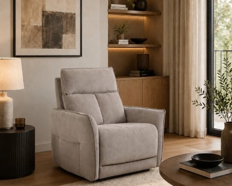 Aspire Riva Fabric Upholstered Power Recliner Sofa