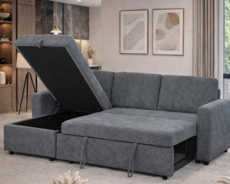Nexis Corner Sofa Bed with Storage | Soft Wool-Effect