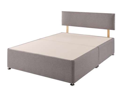 Aspire Essentials Divan Bed, Eire Linen Grey, No Drawers, Headboard, No Mattress