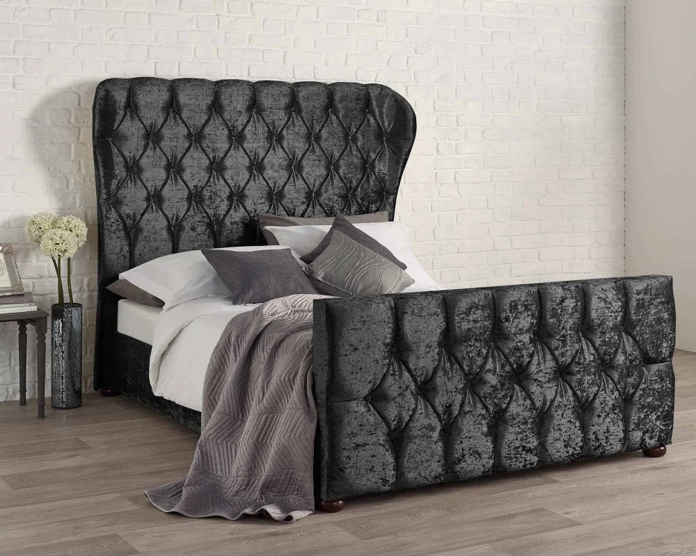 Product photograph of Bellagio Wing Back Bed Frame In Monreal Velluto Crushed Velvet from Aspire Furniture LTD