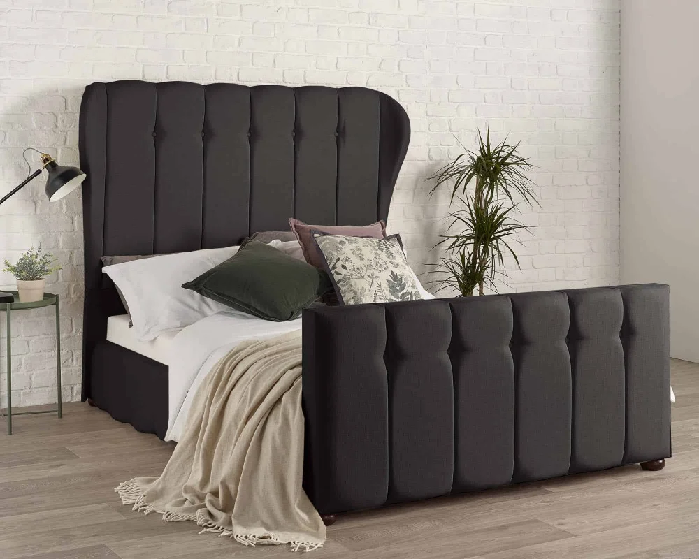 Lauren Wing Back Bed with Hand Pleated Side Rails