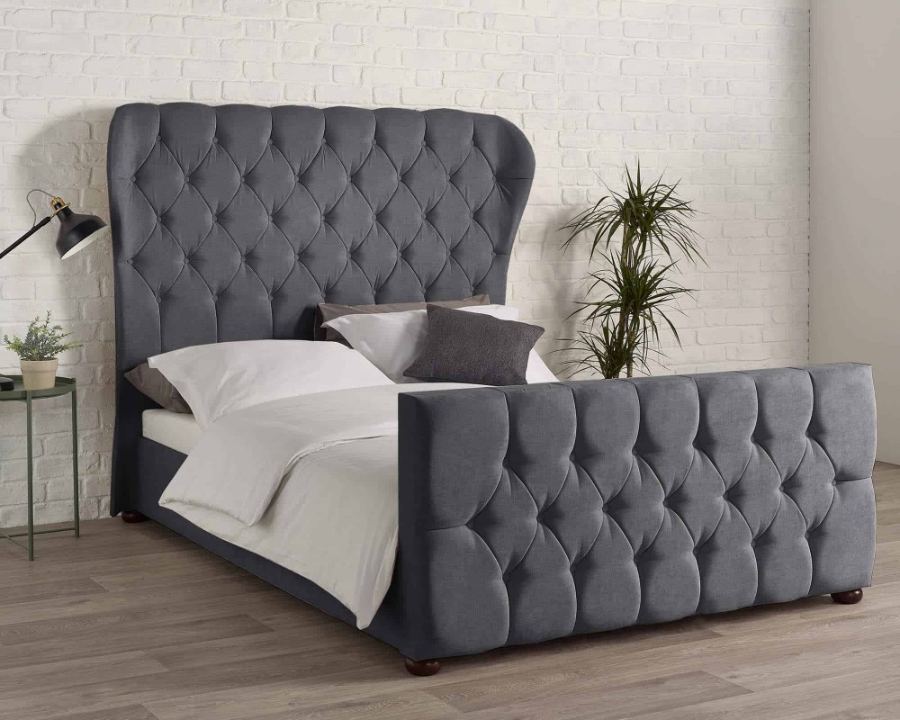 Knightsbridge Wing Back Bed Frame in Kimiyo Linen