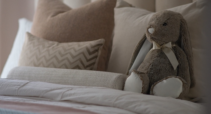teddy rabbit on bed